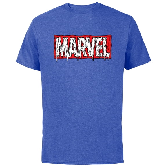 Marvel Logo Melting Paint Drip - Short Sleeve Cotton T-Shirt for Adults - Customized-Royal Heather
