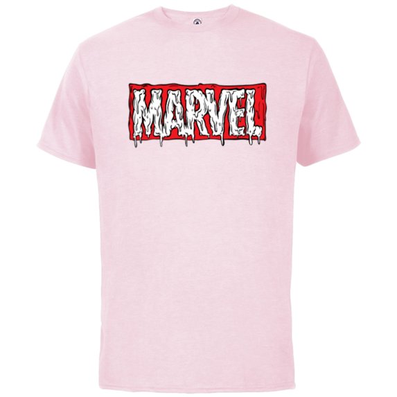 Marvel Logo Melting Paint Drip - Short Sleeve Cotton T-Shirt for Adults - Customized-Soft Pink