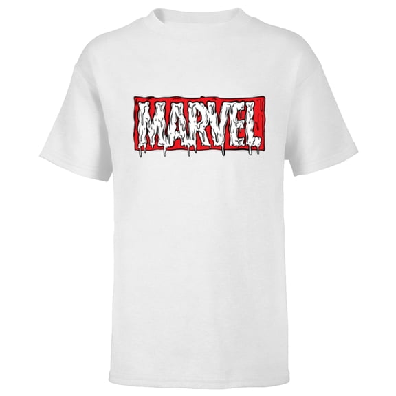 Marvel Logo Melting Paint Drip - Short Sleeve T-Shirt for Kids - Customized-White