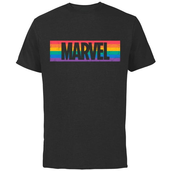 Marvel Logo Pride - Short Sleeve Cotton T-Shirt for Adults - Customized-Black