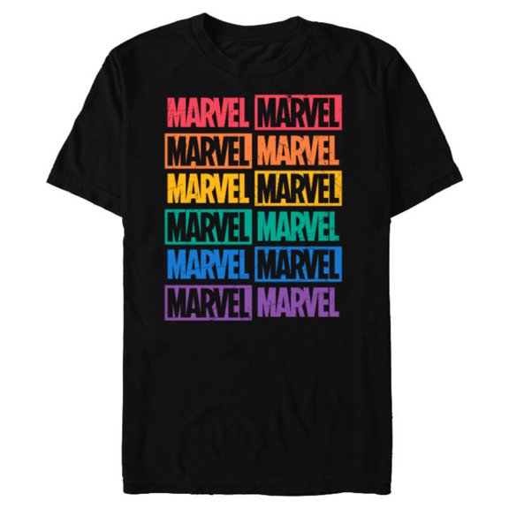 Marvel Logo Print Pride - Short Sleeve Blended T-Shirt for Adults - Customized-Black