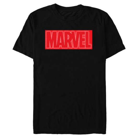 Marvel Logo Red and White Negative Space - Short Sleeve Blended T-Shirt for Adults - Customized-Black