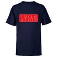 thumbnail image 1 of Marvel Logo Red and White Negative Space - Short Sleeve T-Shirt for Kids - Customized-Navy, 1 of 5