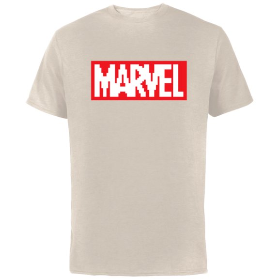 Marvel Logo Retro 8-Bit Pixel Art Style Classic - Short Sleeve Cotton T-Shirt for Adults - Customized-Natural