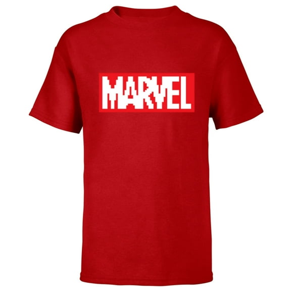 Marvel Logo Retro 8-Bit Pixel Art Style Classic - Short Sleeve T-Shirt for Kids - Customized-Red