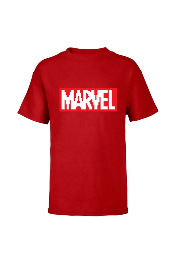 Logo Retro 8-Bit Pixel Art Style Classic - Short Sleeve T-Shirt for Kids - Customized-Red
