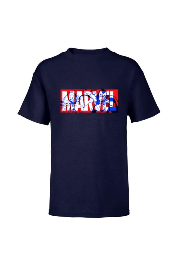 Logo Vision and The Scarlet Witch Comic Art Avengers - Short Sleeve T-Shirt for Kids - Customized-Navy