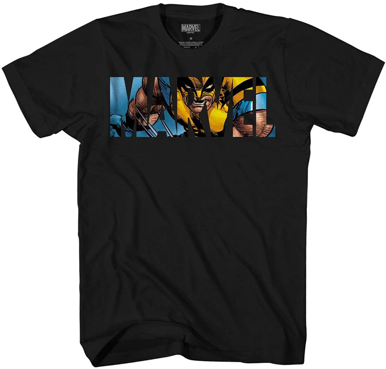 Marvel Logo Wolverine Avengers X-Men Super HeroAdult Tee Graphic T 
