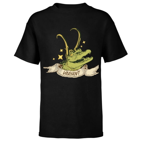 Marvel Loki Alligator Loki Variant Stars - Short Sleeve T-Shirt for Kids – Customized-Black