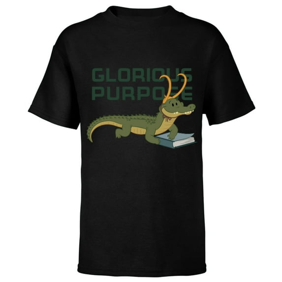 Marvel Loki Alligator Loki and Book Glorious Purpose - Short Sleeve T-Shirt for Kids – Customized-Black