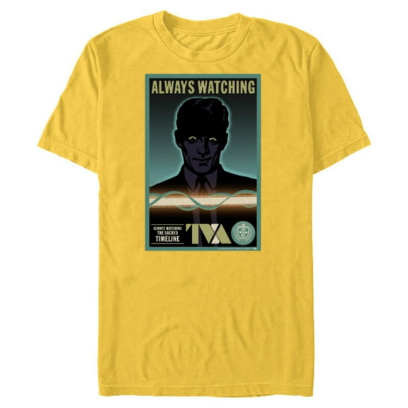 Marvel Loki Always Watching TVA Poster Retro - Short Sleeve Blended T-Shirt for Adults - Customized-Yellow