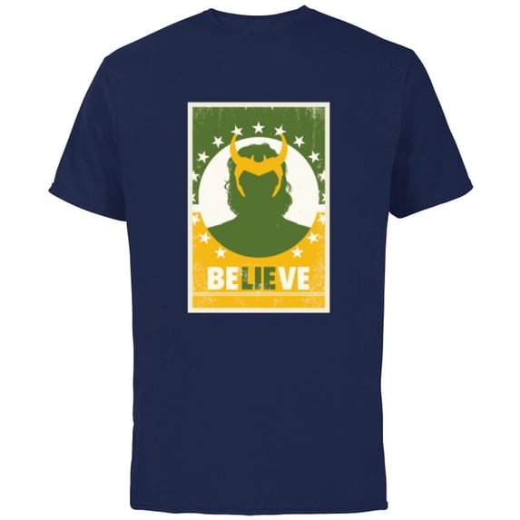 Marvel Loki Believe President Loki Poster - Short Sleeve Cotton T-Shirt for Adults - Customized-Navy