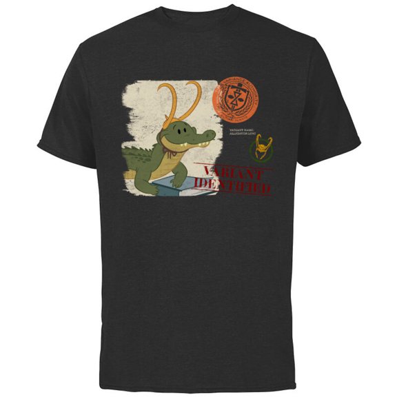 Marvel Loki Cartoon Alligator Loki Variant Identified - Short Sleeve Cotton T-Shirt for Adults - Customized-Black