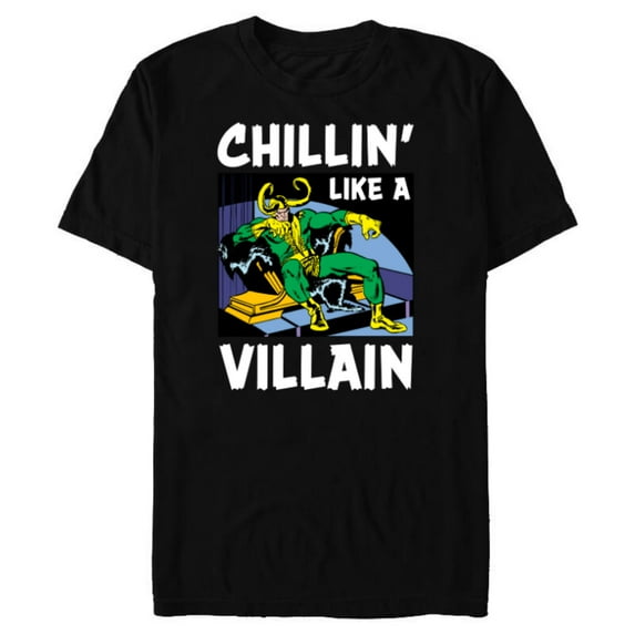 Marvel Loki Chillin' Like a Villain - Short Sleeve Blended T-Shirt for Adults - Customized-Black