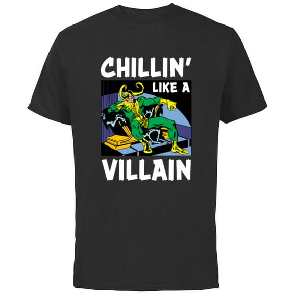 Marvel Loki Chillin' Like a Villain - Short Sleeve Cotton T-Shirt for Adults - Customized-Black