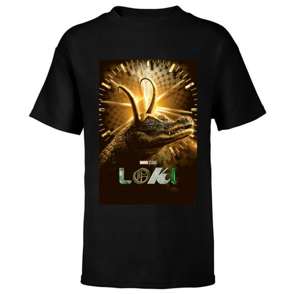 Marvel Loki Disney  Alligator Loki Character Poster - Short Sleeve T-Shirt for Kids – Customized-Black