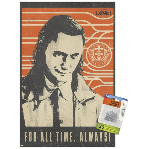 Marvel Loki - For All Time Wall Poster with Pushpins, 14.725" x 22.375"