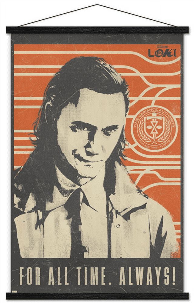 Marvel Loki - For All Time Wall Poster with Wooden Magnetic Frame, 22.375" x 34"
