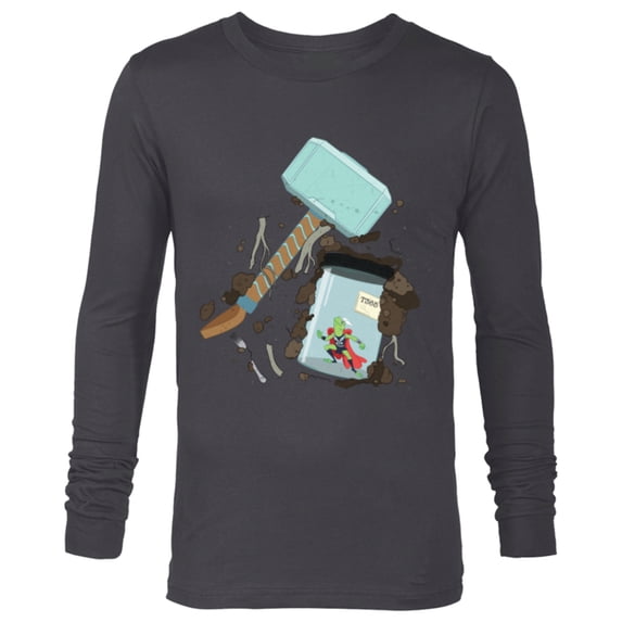 Marvel Loki Frog Thor Throg in a Jar with Mjolnir Hammer - Long Sleeve T-Shirt for Men - Customized-Charcoal Heather
