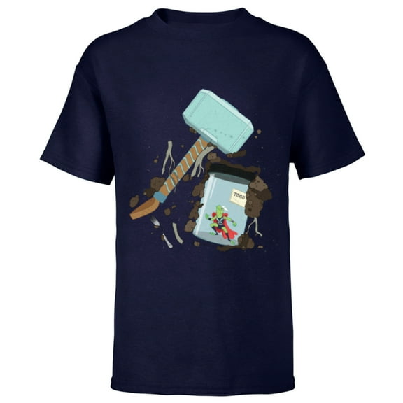 Marvel Loki Frog Thor Throg in a Jar with Mjolnir Hammer - Short Sleeve T-Shirt for Kids - Customized-Navy