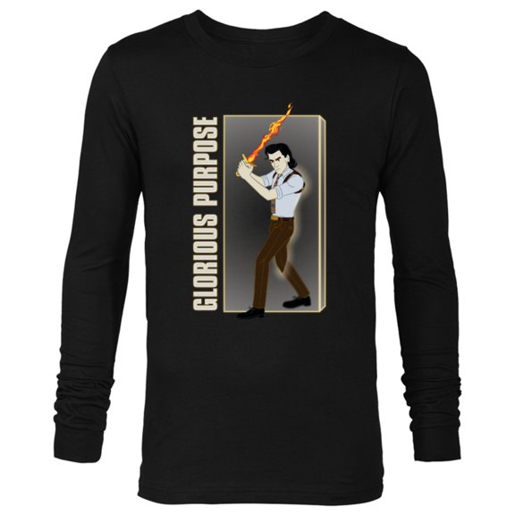 Marvel Loki Glorious Purpose Flaming Sword - Long Sleeve T-Shirt for Men – Customized-Black