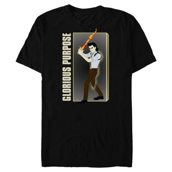 Marvel Loki Glorious Purpose Flaming Sword - Short Sleeve Blended T-Shirt for Adults – Customized-Black