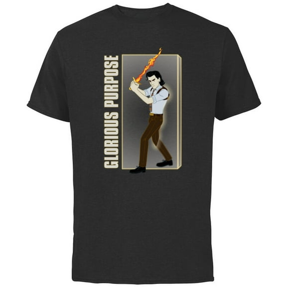 Marvel Loki Glorious Purpose Flaming Sword - Short Sleeve Cotton T-Shirt for Adults - Customized-Black