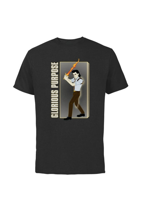 Loki Glorious Purpose Flaming Sword - Short Sleeve Cotton T-Shirt for Adults - Customized-Black