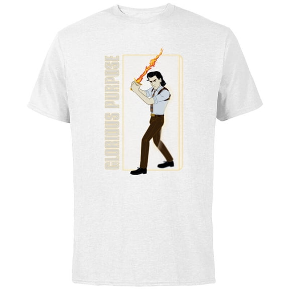 Marvel Loki Glorious Purpose Flaming Sword - Short Sleeve Cotton T-Shirt for Adults - Customized-White