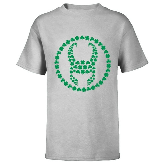 Marvel Loki Helmet Icon Shamrock Clovers St Patrick’s Day - Short Sleeve T-Shirt for Kids - Customized-Athletic Heather