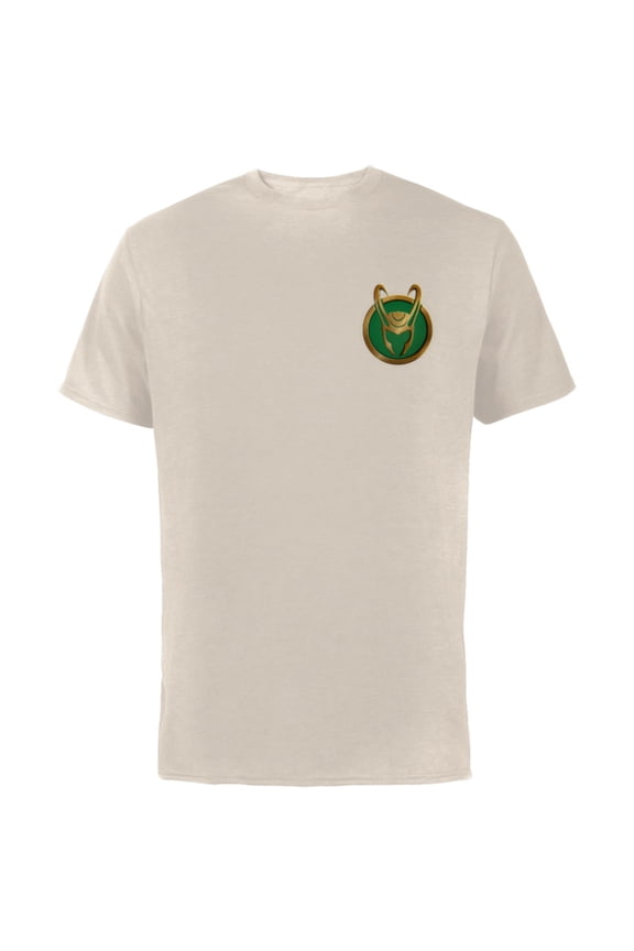 Loki Icon Small Print - Short Sleeve Cotton T-Shirt for Adults - Customized-Natural