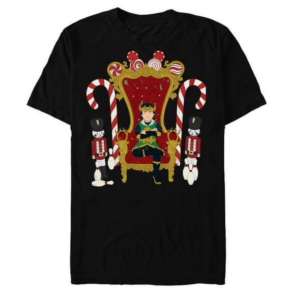 Marvel Loki Kid Loki Candy Cane Throne Holiday - Short Sleeve Blended T-Shirt for Adults – Customized-Black