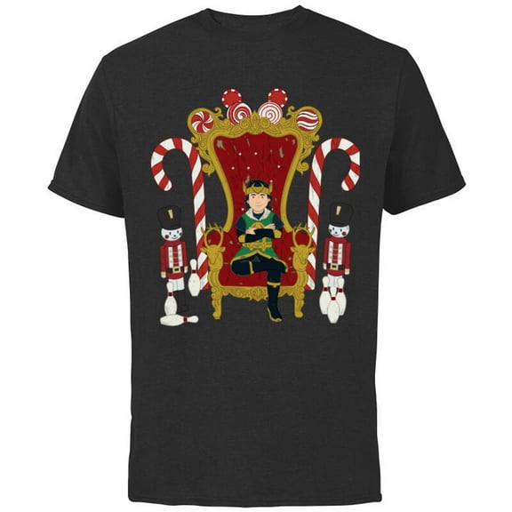 Marvel Loki Kid Loki Candy Cane Throne Holiday - Short Sleeve Cotton T-Shirt for Adults - Customized-Black