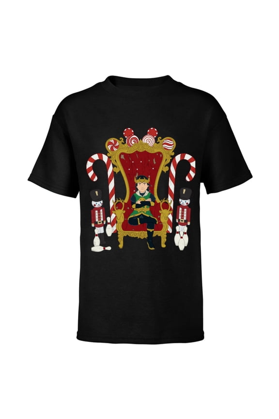 Loki Kid Loki Candy Cane Throne Holiday - Short Sleeve T-Shirt for Kids – Customized-Black