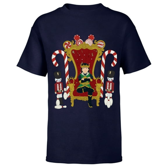 Marvel Loki Kid Loki Candy Cane Throne Holiday - Short Sleeve T-Shirt for Kids – Customized-Navy