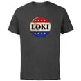 thumbnail image 1 of Marvel Loki President Loki Button - Short Sleeve Cotton T-Shirt for Adults - Customized-Charcoal, 1 of 5