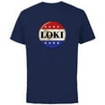 thumbnail image 1 of Marvel Loki President Loki Button - Short Sleeve Cotton T-Shirt for Adults - Customized-Navy, 1 of 5