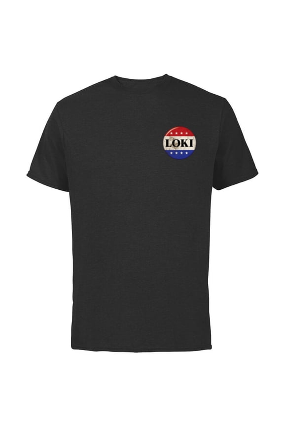 Loki President Loki Small Button - Short Sleeve Cotton T-Shirt for Adults - Customized-Black