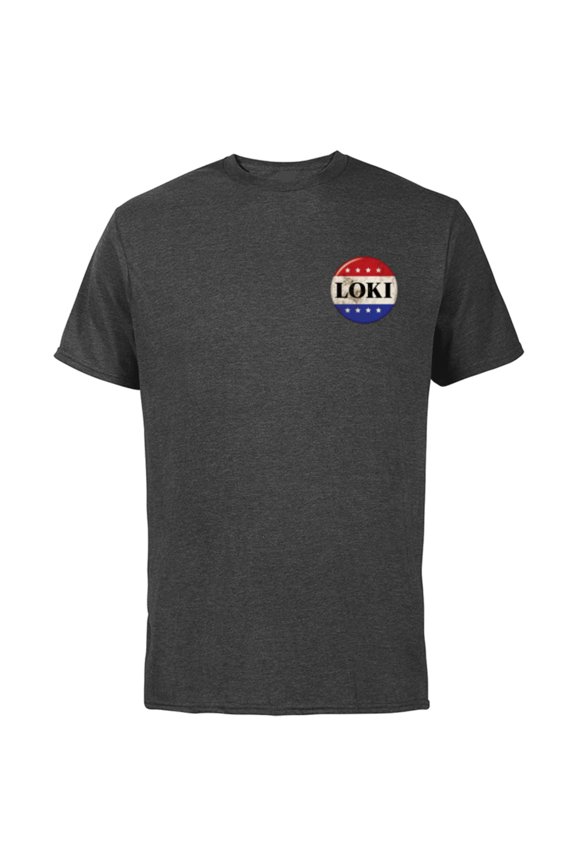Loki President Loki Small Button - Short Sleeve Cotton T-Shirt for Adults - Customized-Charcoal