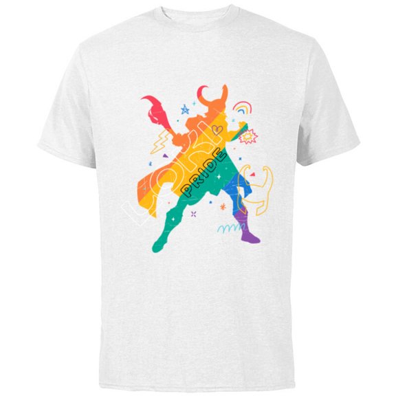 Marvel Loki Rainbow Pride - Short Sleeve Cotton T-Shirt for Adults - Customized-White