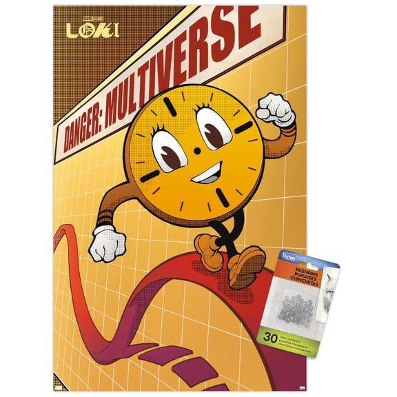 Marvel Loki: Season 2 - Miss Minutes Danger: Multiverse Wall Poster with Push Pins, 14.725" x 22.375"