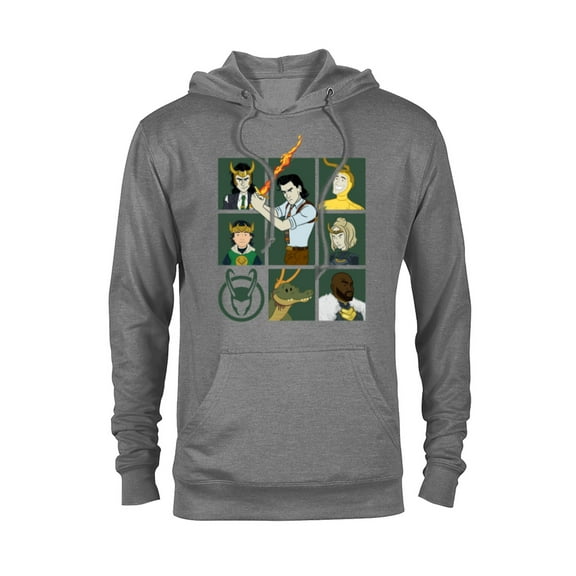 Marvel Loki Variants Alligator Loki Sylvie Character Grid - Pullover Hoodie for Adults – Customized-Graphite Heather