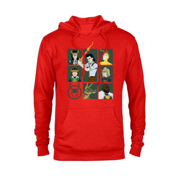 Marvel Loki Variants Alligator Loki Sylvie Character Grid - Pullover Hoodie for Adults – Customized-Red Heather