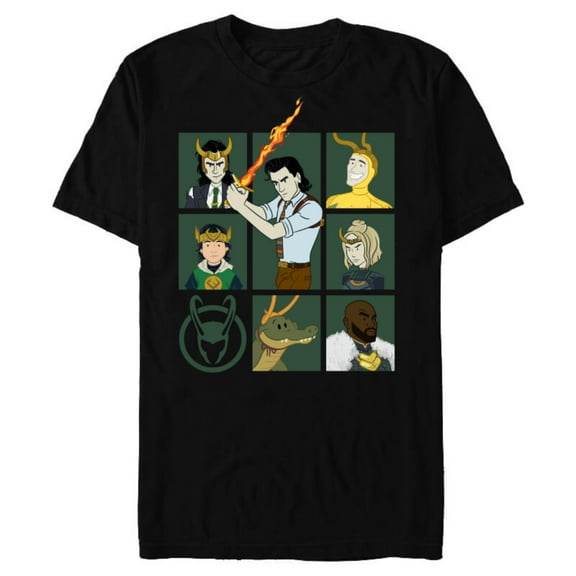 Marvel Loki Variants Alligator Loki Sylvie Character Grid - Short Sleeve Blended T-Shirt for Adults – Customized-Black