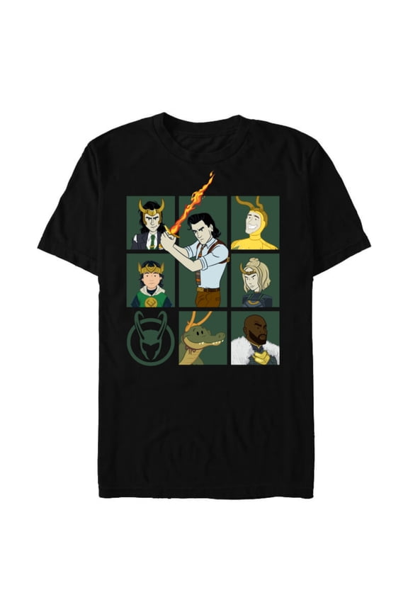 Loki Variants Alligator Loki Sylvie Character Grid - Short Sleeve Blended T-Shirt for Adults – Customized-Black