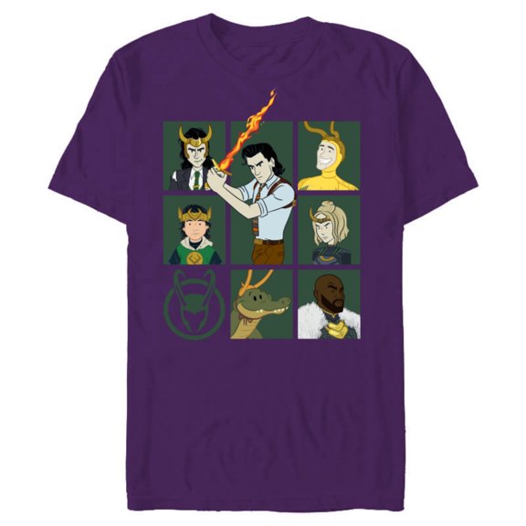Marvel Loki Variants Alligator Loki Sylvie Character Grid - Short Sleeve Blended T-Shirt for Adults – Customized-Purple
