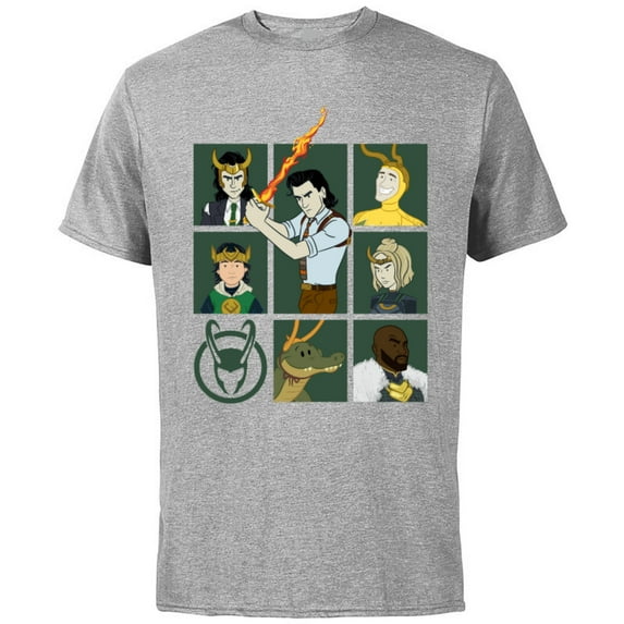 Marvel Loki Variants Alligator Loki Sylvie Character Grid - Short Sleeve Cotton T-Shirt for Adults - Customized-Athletic Heather