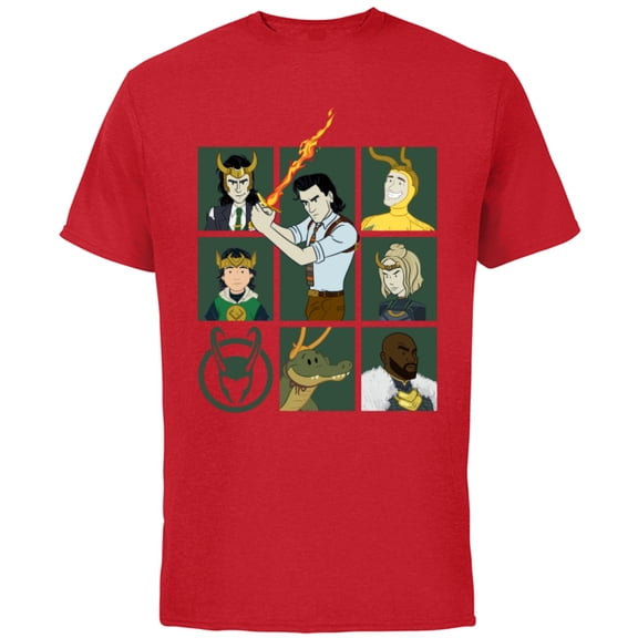 Marvel Loki Variants Alligator Loki Sylvie Character Grid - Short Sleeve Cotton T-Shirt for Adults - Customized-Red