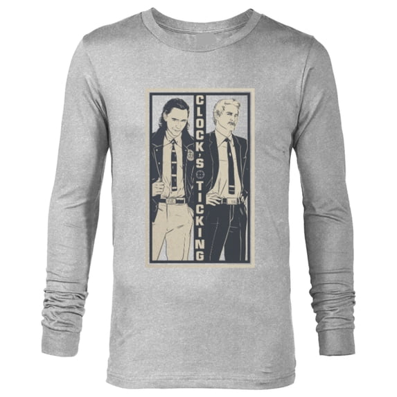 Marvel Loki and Mobius Clock's Ticking Retro Orange - Long Sleeve T-Shirt for Men - Customized-Athletic Heather