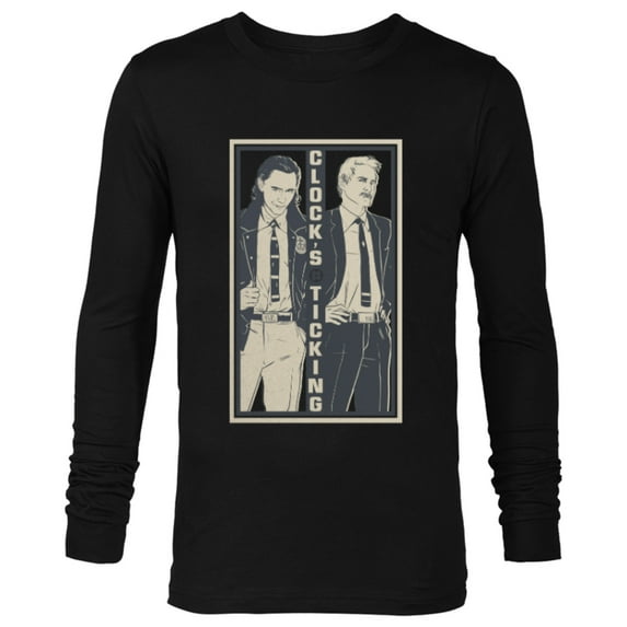 Marvel Loki and Mobius Clock's Ticking Retro Orange - Long Sleeve T-Shirt for Men - Customized-Black